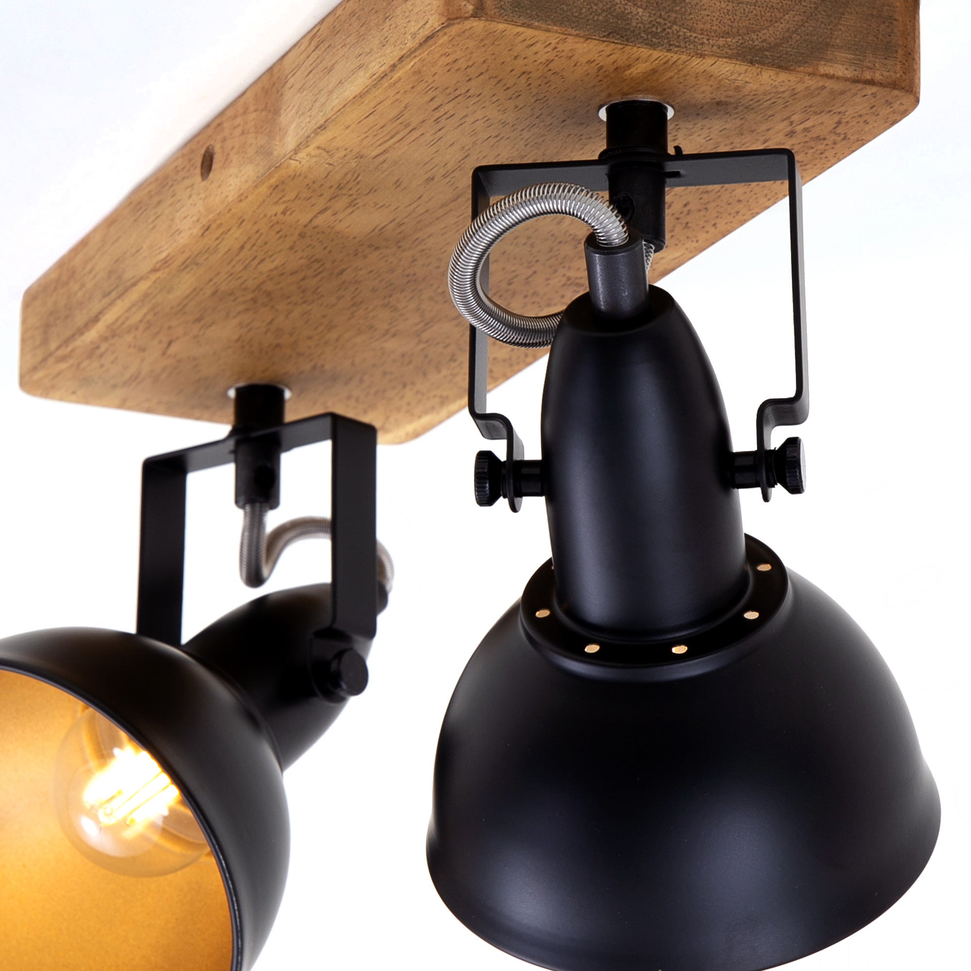 Plafonnier Spot BRILONER LEUCHTEN BARNIM, 25 W, IP20, noir, métal-bois, excl. 2x E14, 28 x 11 x 15,7 cm - 5