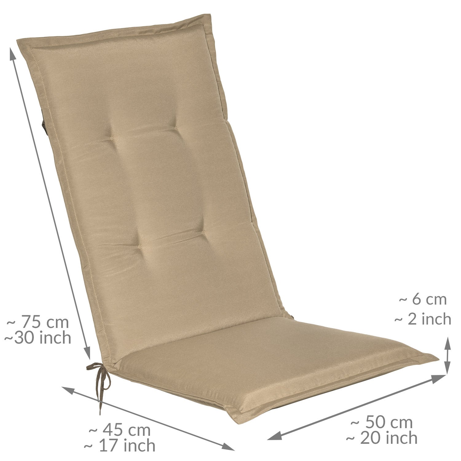 Beautissu Coussin Bain De Soleil Flair RL 190x60x8cm - Matelas Transat Épais Confortable Nature