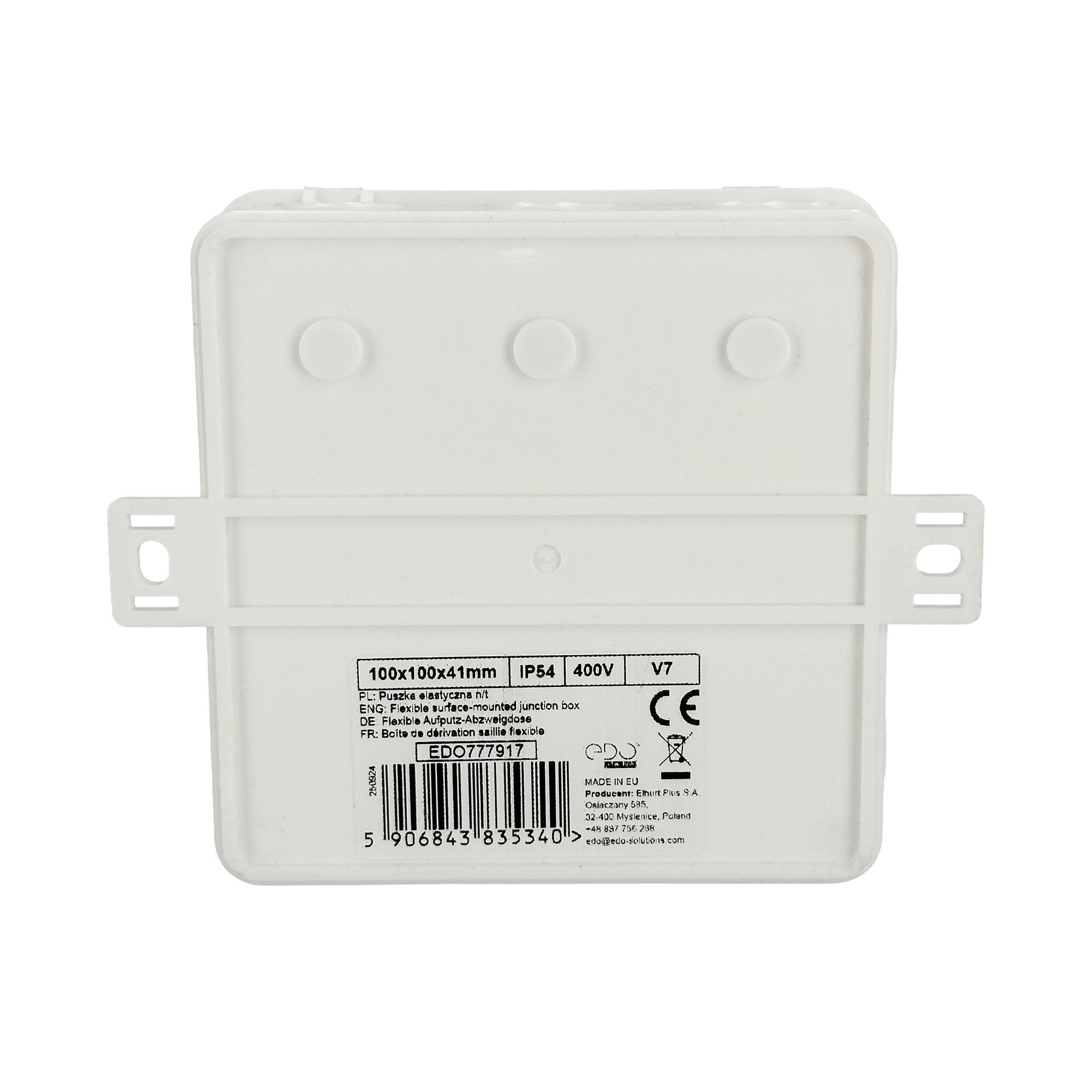 Puszka natynkowa hermetyczna elastyczna 100x100x41mm 12-wlotowa, zamknięcie 