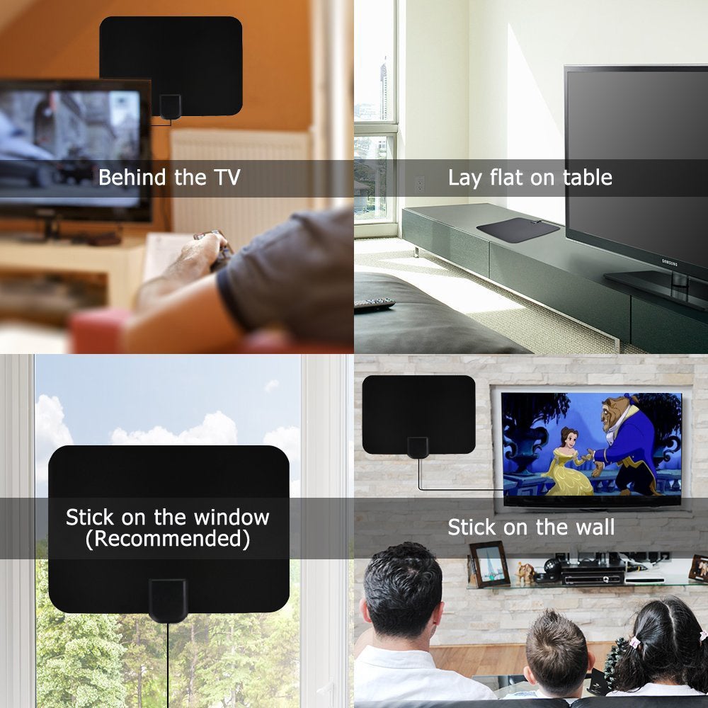 Antenna da interno per ricezione Full HDTV 25 dB - nera - 8