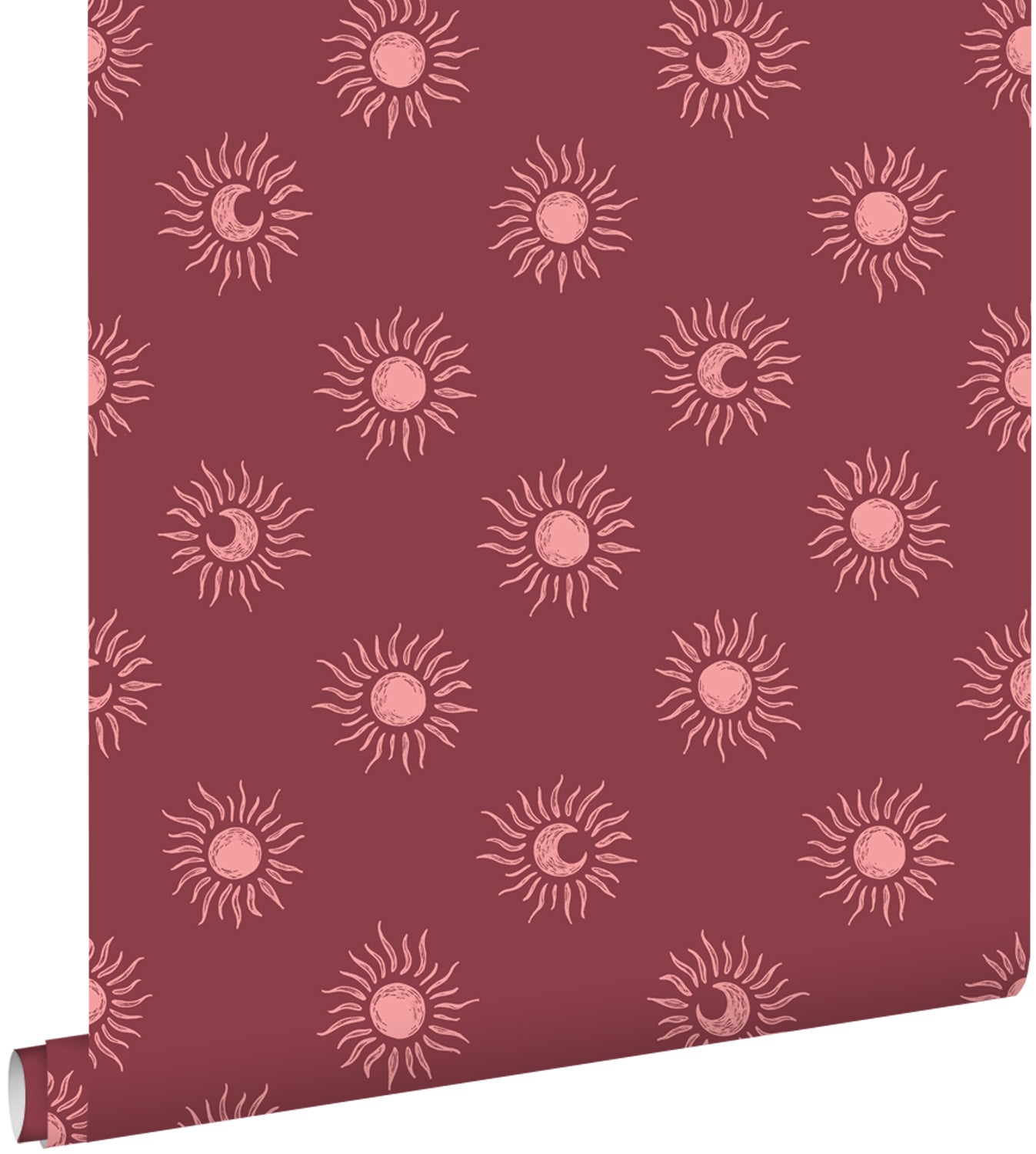 Tapeta małymi słońcami ciemnej czerwieni - 50 x 900 cm - ESTAHOME