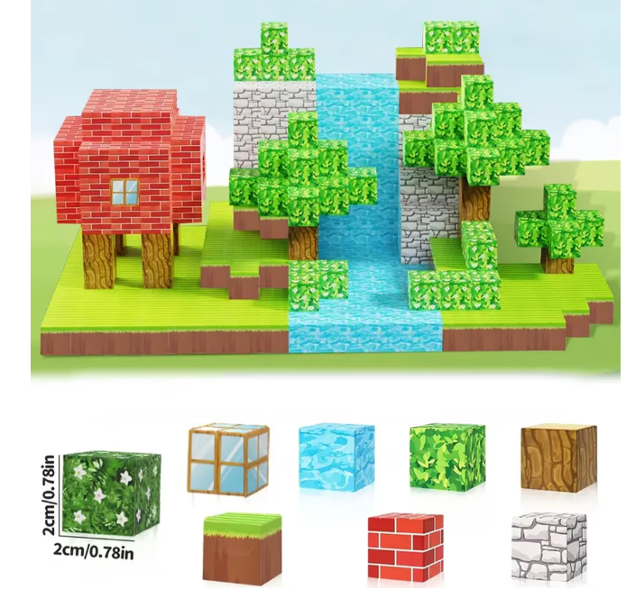 100 blocs de construction magnétiques, jouets de blocs de construction de blocs magnétiques Minecraft, cadeaux d'anniversaire et de noël pour enfants - 4