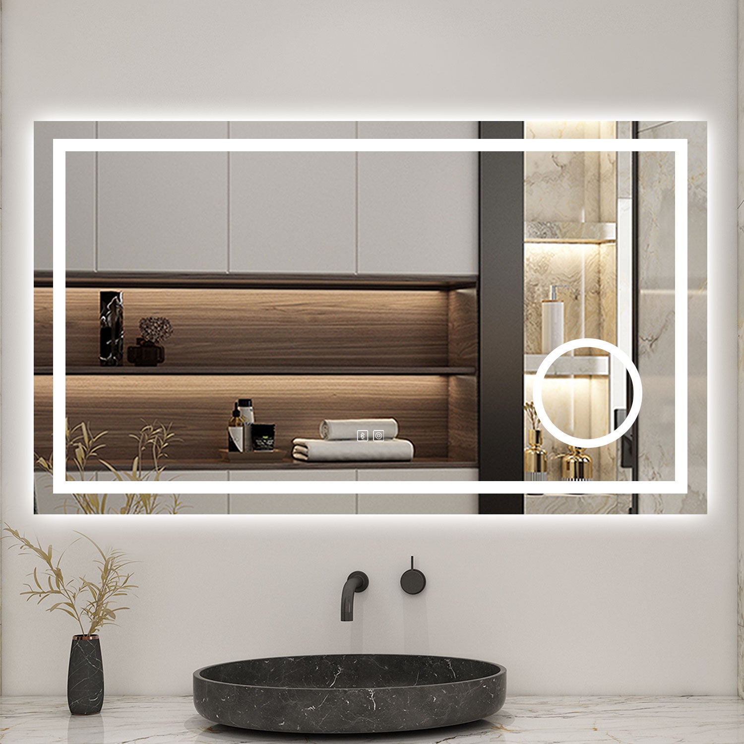 Miroir Salle De Bain AICA 120x70cm - LED Dimmable, Anti-Buée, Mémoire - 3 Couleurs