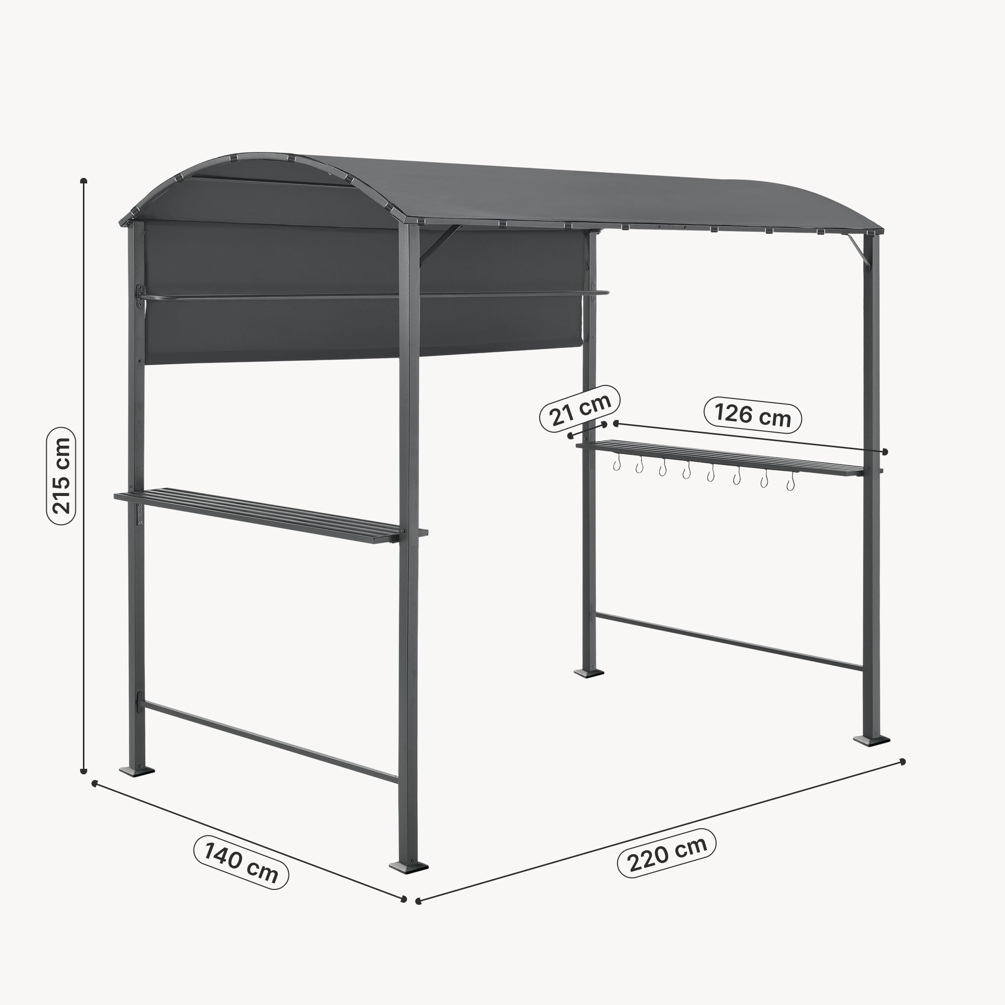 Tonnelle de Barbecue Pyrgos 215 x 220 x 140 cm Anthracite Gris Foncé [en.casa] - 3