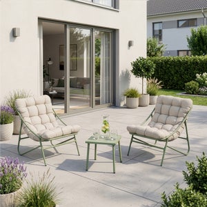 Set 2 Poltrone Da Giardino In Polyrattan Marrone Halden: Con Cuscini Verdi Sfoderabili, Telaio In Acciaio, Dimensioni 60x59x83cm - 2