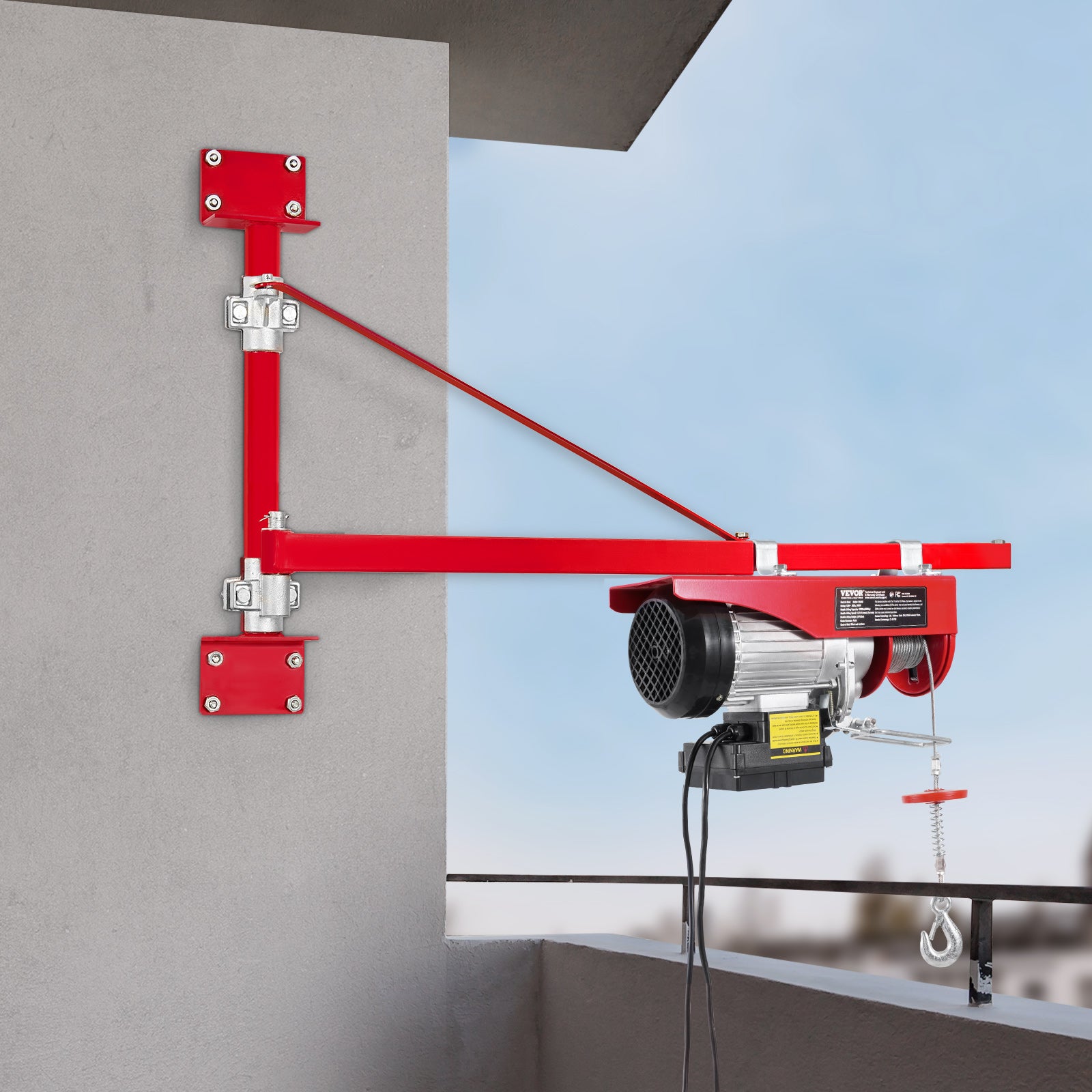 Palan électrique,VEVOR capacité de charge 600kg,télécommande filaire 4,2m et télécommande sans fil 100m,hauteur de levage 12m,arrêt d'urgence - 8