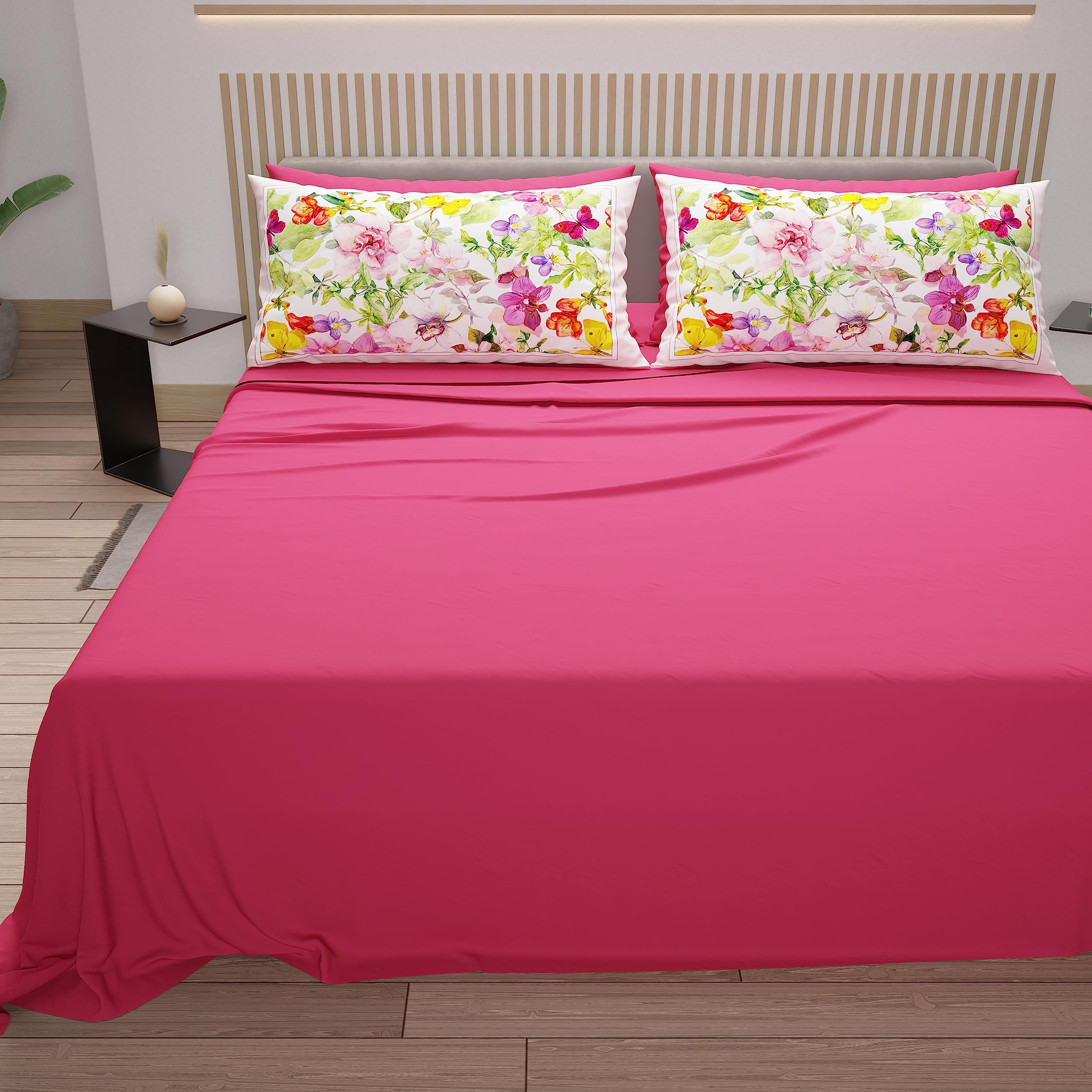 PETTI Artigiani Italiani - Lenzuola in Cotone con Federe in Stampa Digitale, Lenzuola Una Pizza e Mezza, Completo Letto Una Piazza e Mezza, Fuxia, 100 - 3