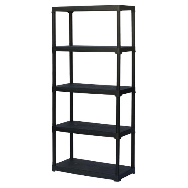 Scaffale in plastica rinforzato nero con 5 ripiani - 80 x 40 x h 176 cm
