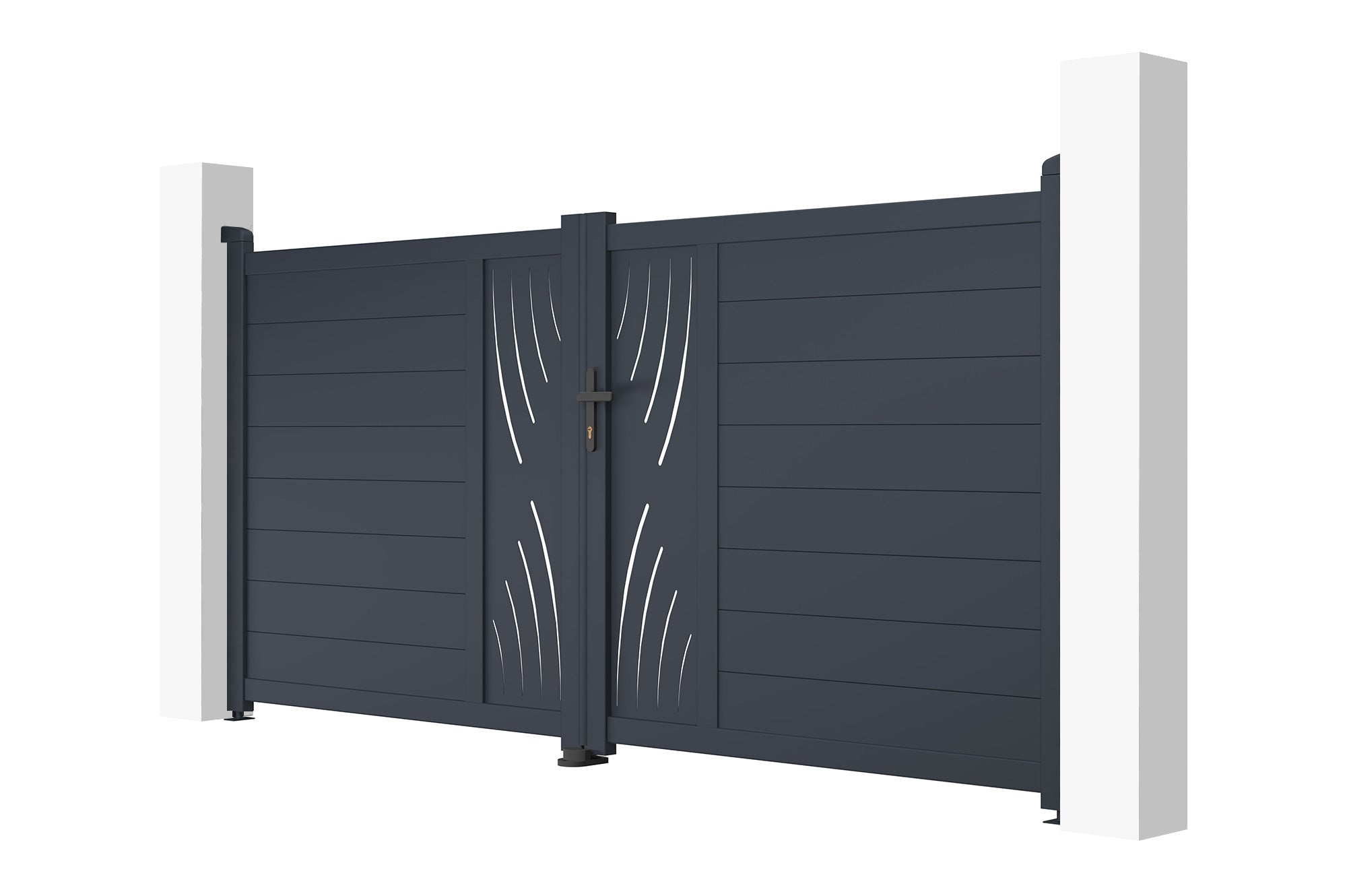 Portail battant 3m VELETA H.140cm aluminium gris - 4