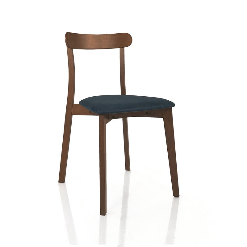 Zestaw 2 krzeseł AMBRA – drewno orzechowe ciemne i tkanina szara 45x51x78 cm do jadalni