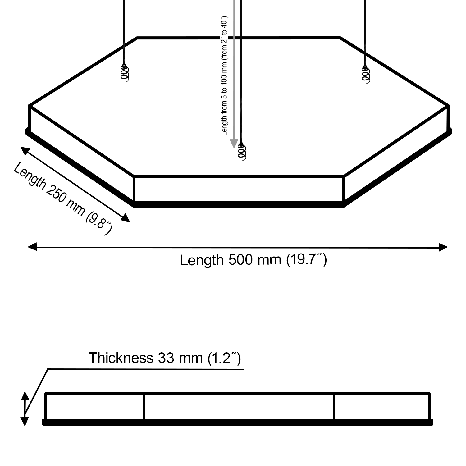 Lot de 2 Panneaux acoustiques de plafond HEXAGON avec kit de montage - Ø 50cm - MDF perforé laminé et mousse acoustique - Blanc - 2