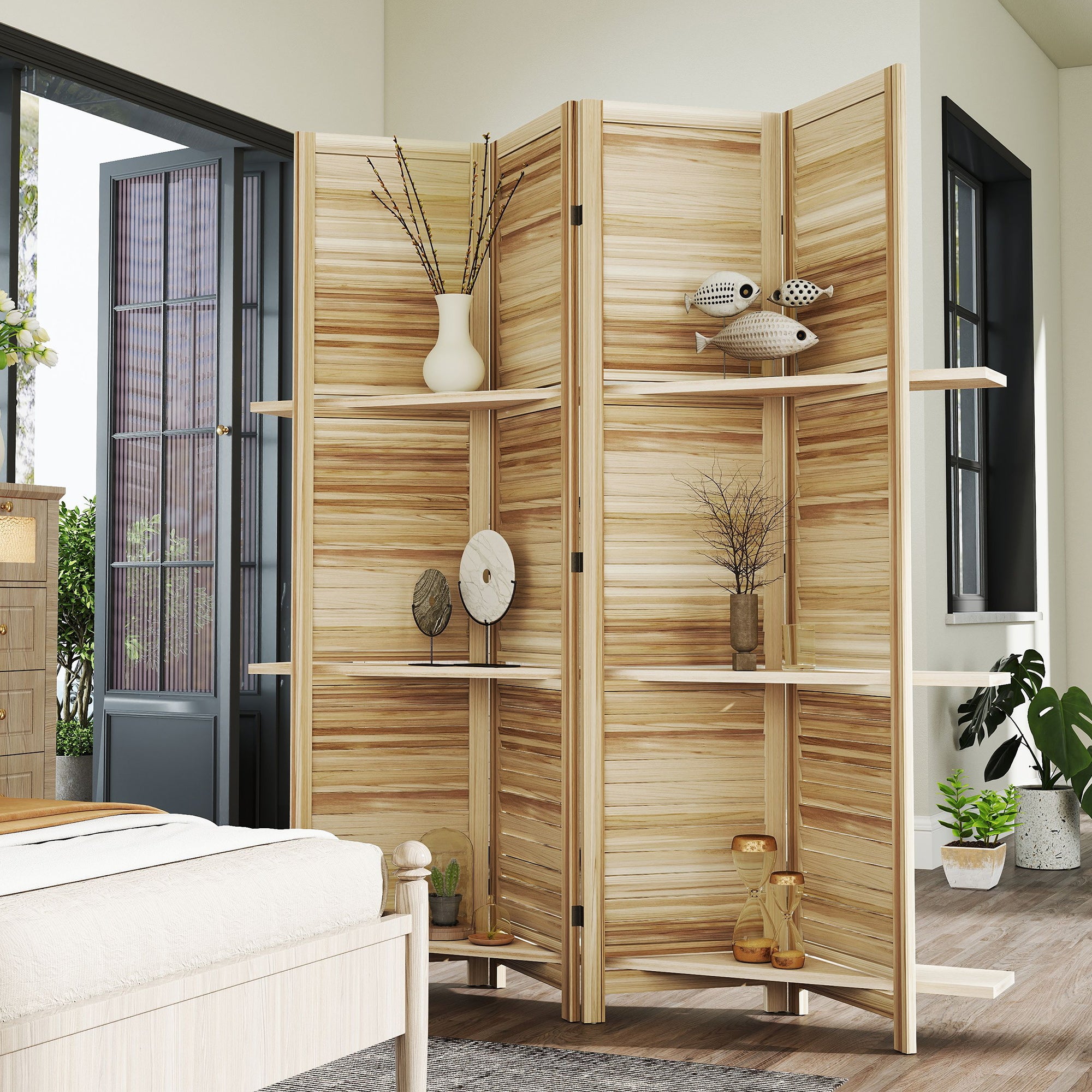 Paravent intérieur Bois de paulownia HOMCOM - 8