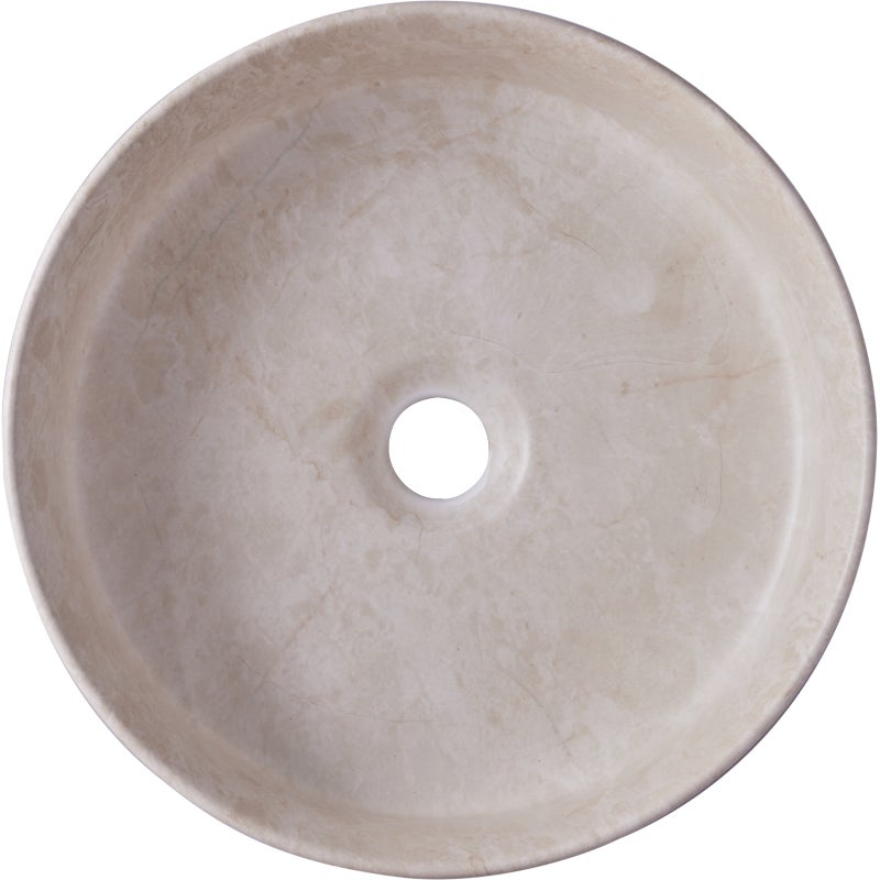 Vasque à poser ø36 cm - Effet pierre beige - Rebords fins - Andria - 4