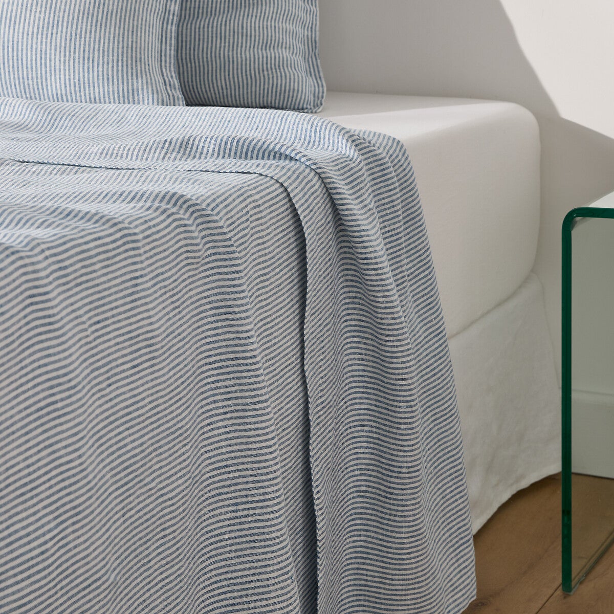 Drap plat - INSFITY - Couleur unie - 200 x 230 cm - Bleu - Synthétique