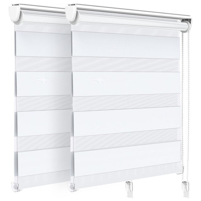 Lot de 2 Stores enrouleur jour/nuit blanc - 90x150cm - sans perçage ou avec - VOUNOT®