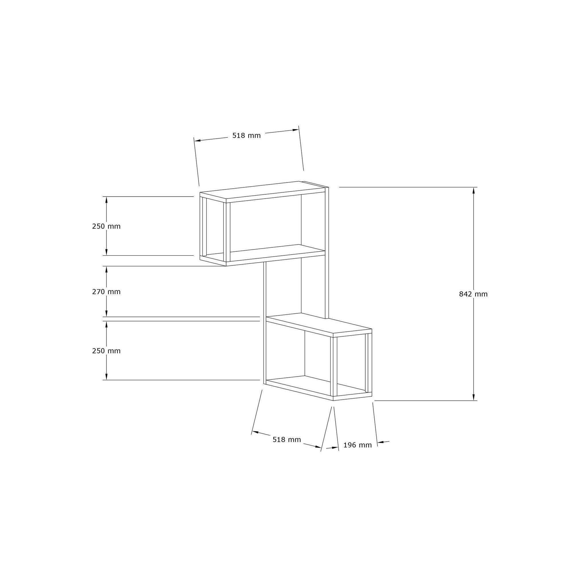 Etagère murale d'angle effet bois clair - 2 niches JENA - 5