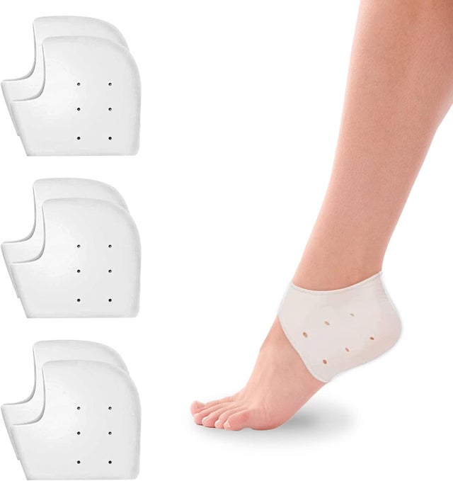 3 Paire Protege Talon Silicone, Ajustables Respirant Coussinets de Talon Protection, Hydratante Protège Talons en Gel, pour Soulager la Douleur