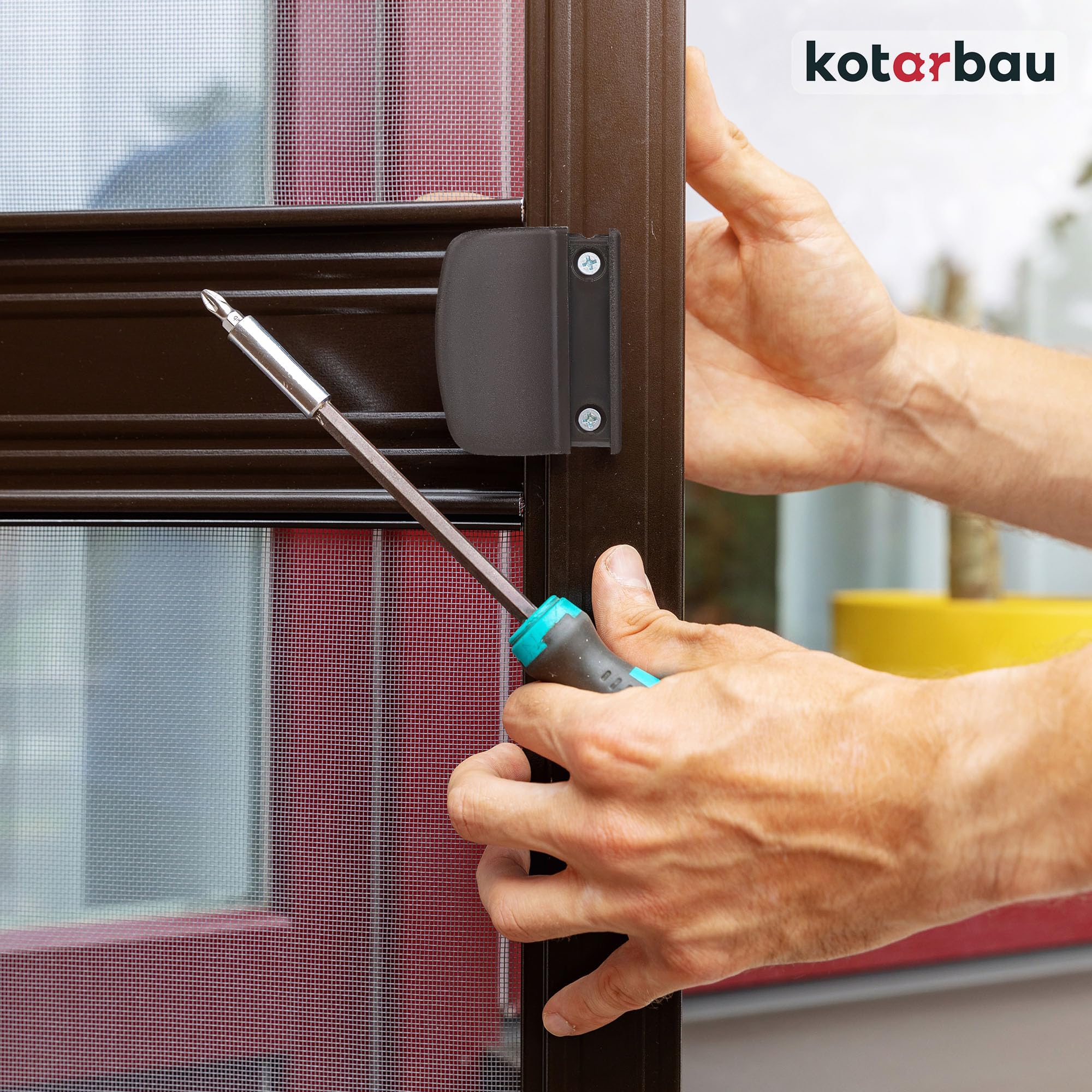 Poignee de Baie Vitree Coulissante - PVC - Brun - Poignee Porte Fenetre PVC - Montage Facile - Durable KOTARBAU - 2