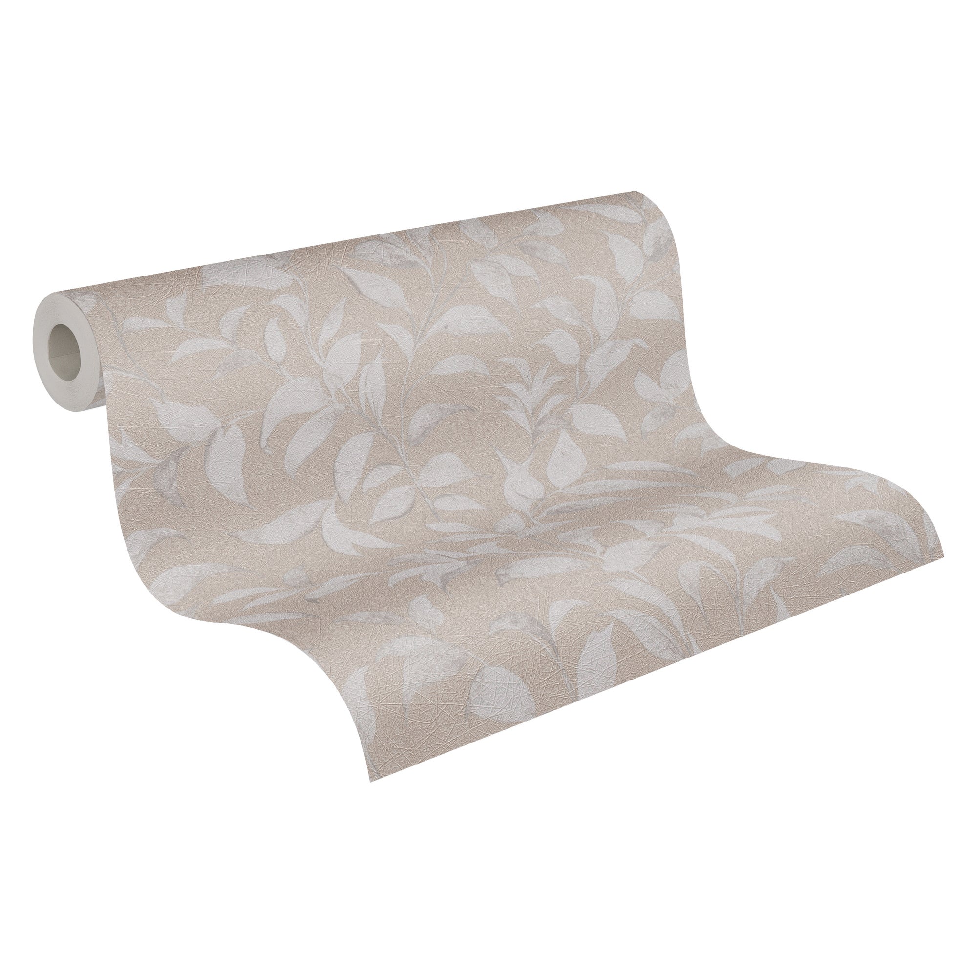 Livingwalls, papel pintado no tejido, motivos florales, papel pintado de hojas, rollo 10,05 m x 0,53 m, as389626, gris, plata