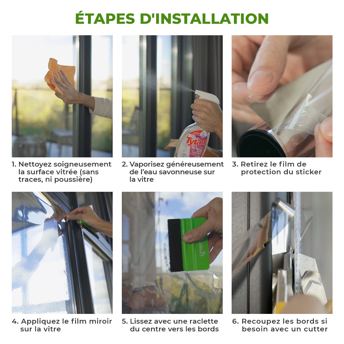 Film adhésif miroir privatif pour fenêtre au mètre - Anti-Regard Anti-UV Anti-Chaleur - 90cmx5m - 8