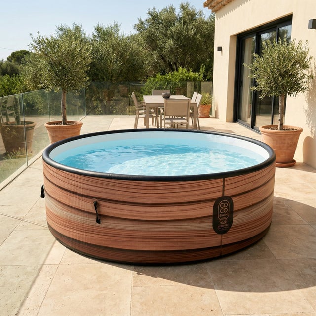 Coco Bain Piscina Maui - Piscina Elevada de 250 cm de Diámetro - Imitación Madera Real