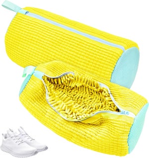 2 Sacchetti Lavaggio Scarpe In Ciniglia Per Lavatrice | 39x19cm Riutilizzabili Con Cerniera | Proteggi Le Tue Sneakers