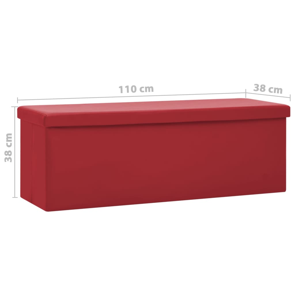 Panca portaoggetti pieghevole 110 x 38 x 38 cm PVC rosso bordeaux 02_0010992 - 6