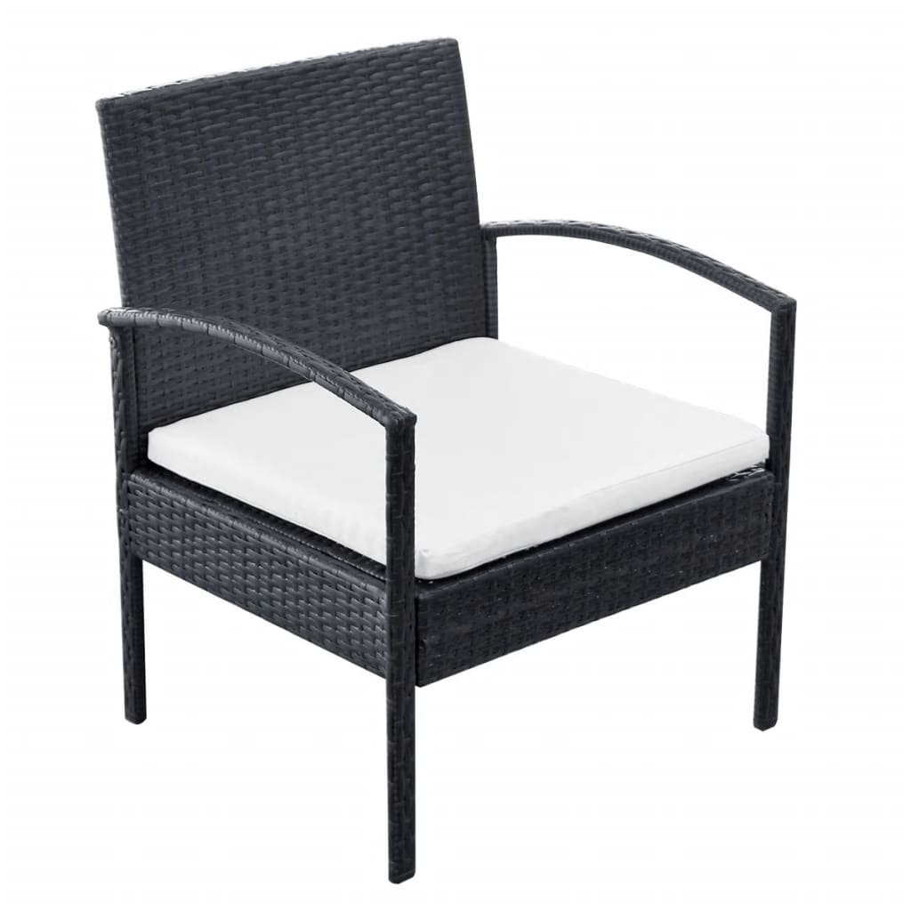 Salon de jardin 4 pcs | Mobilier d'Extérieur | Ensemble de Table et chaises avec coussins Résine tressée Noir939686 - 6
