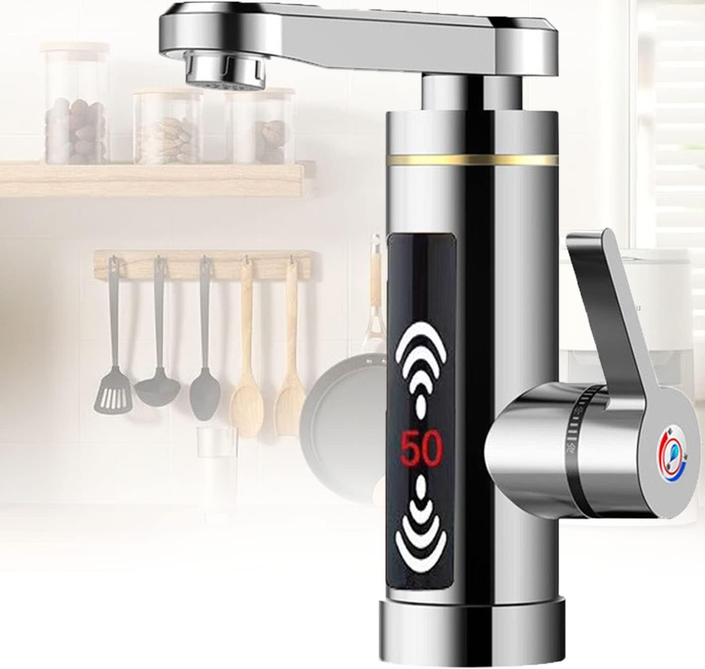 Elektryczny kran do natychmiastowego podgrzewania wody Cyfrowy wyświetlacz LED Regulowany kąt Podgrzewacz wody Bezpośredni kran do kuchni i łazienki
