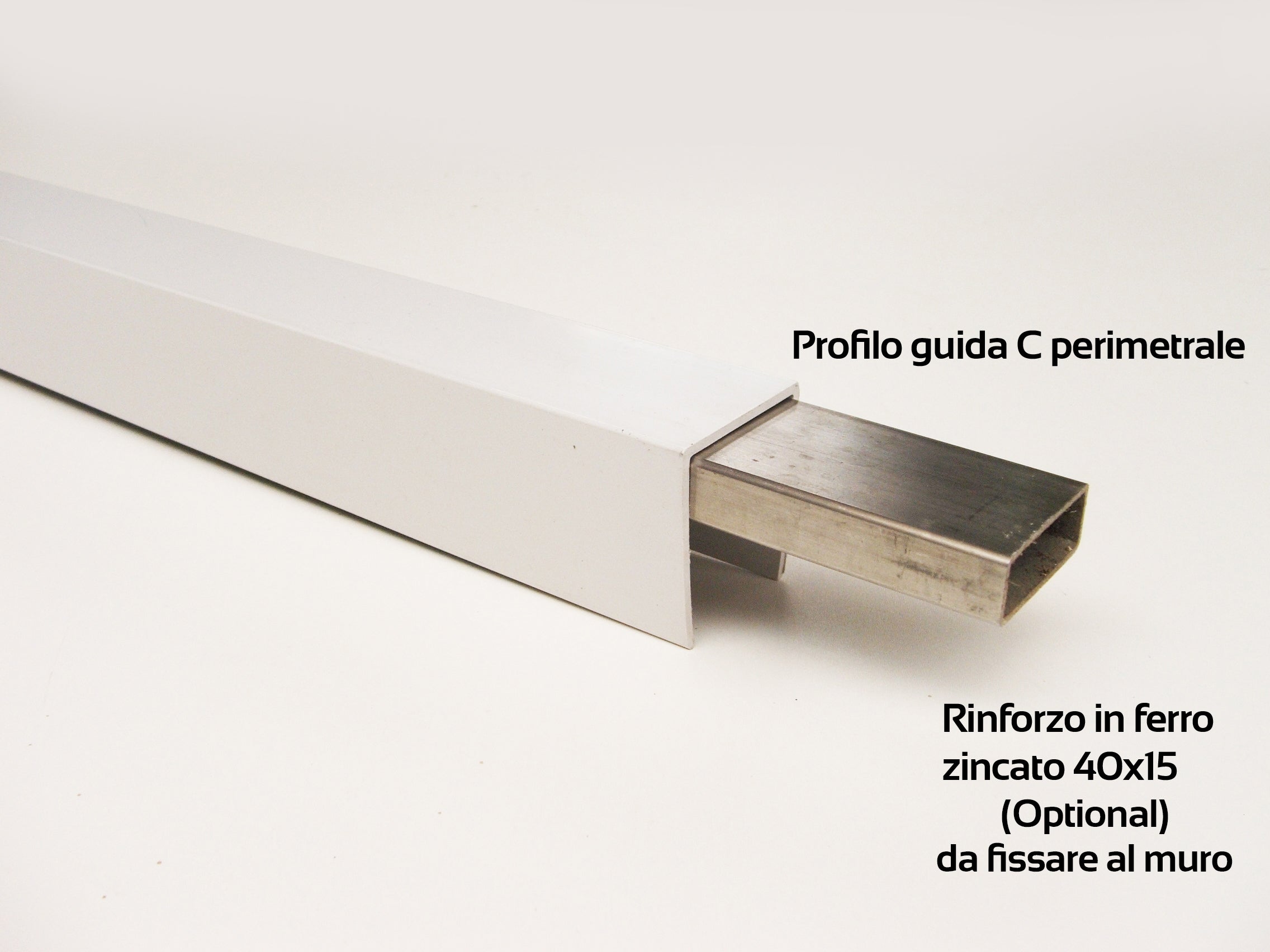 Profil C Guide périmétrique pour cloison à panneaux - dimension standard : 300 cm. Guide sol et plafond, démarrage et fermeture sur le côté. - 2