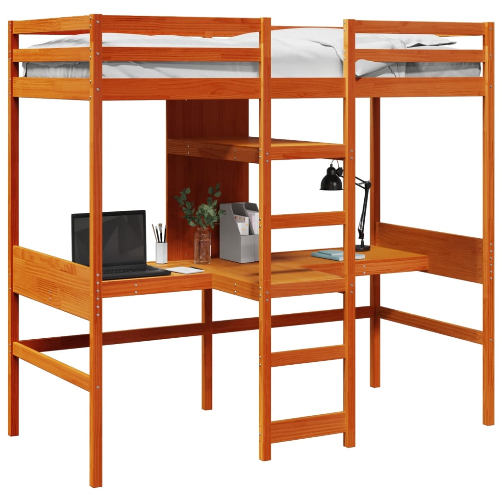 Cadre de lit superposé sans matelas, en bois de pin massif, 90 × 190 cm - 4