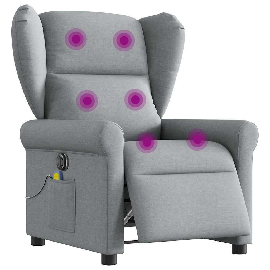 Fauteuil de massage | Fauteuil de relaxation | Chaise de relaxation inclinable électrique gris clair tissu CFW612763 - 2