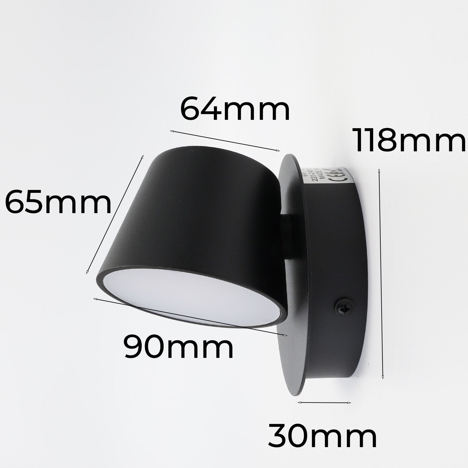 Aplique de Pared LED con Foco Orientable 6W, 2700K Luz Cálida de Lectura en Aluminio Negro, Diseño Nórdico Moderno - 9