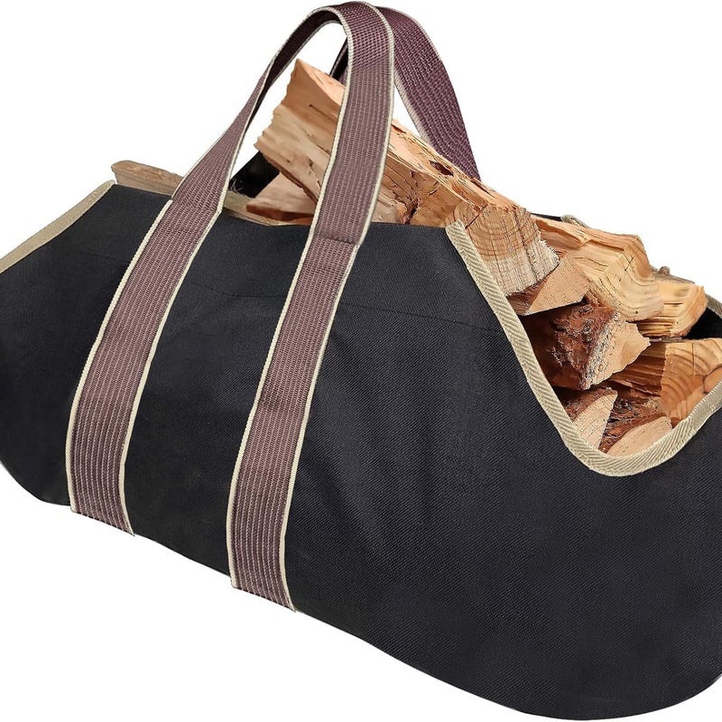 szt. płócienna torba na drewno opałowe do kominka, duża pojemność, uchwyt na drewno do transportu drewna na zewnątrz