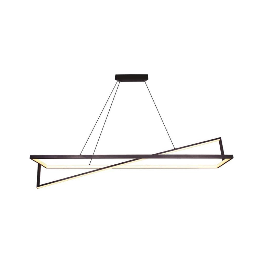 Wisząca lampa LED z 2 prostokątami 45 W z czarnego metalu 114*22*150 cm 3000 K, ściemnialna triakiem