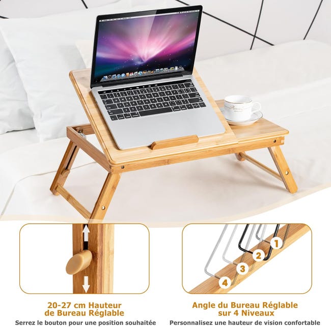 Tavolino regolabile in legno massello per computer portatile Tavolino regolabile in legno massello per computer portatile