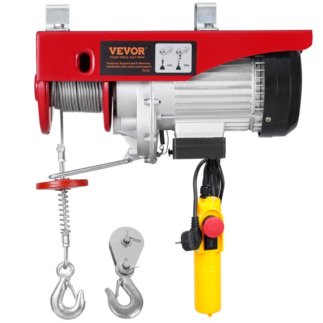 Palan électrique,VEVOR capacité de charge 400kg,télécommande filaire 4,2m,hauteur de levage 12m,élingues simples et doubles,arrêt d'urgence