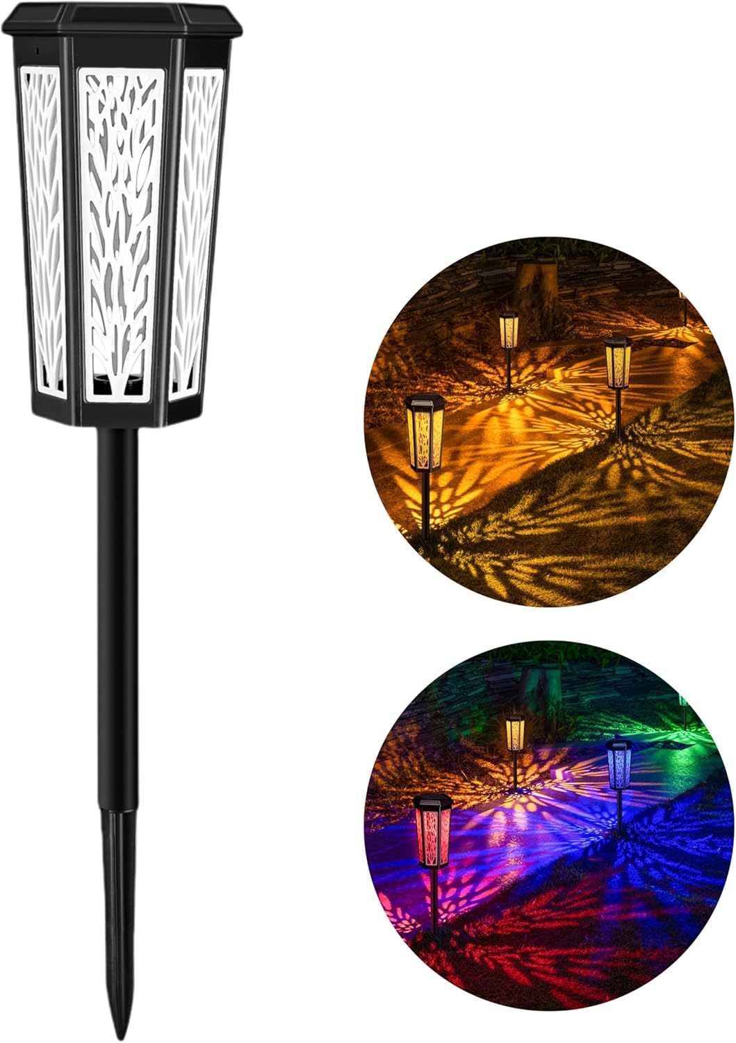 Lampa ogrodowa zasilana energią słoneczną IP65 – lampa trawnikowa zasilana energią słoneczną, oświetlenie ścieżek zewnętrznych (czarna)