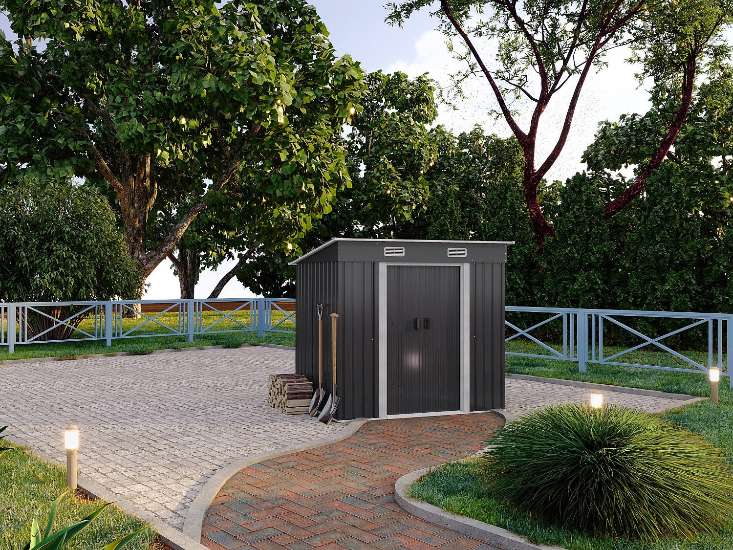 Wiata ogrodowa ze stali galwanizowanej w kolorze szarym 2,3 m² - MANSO