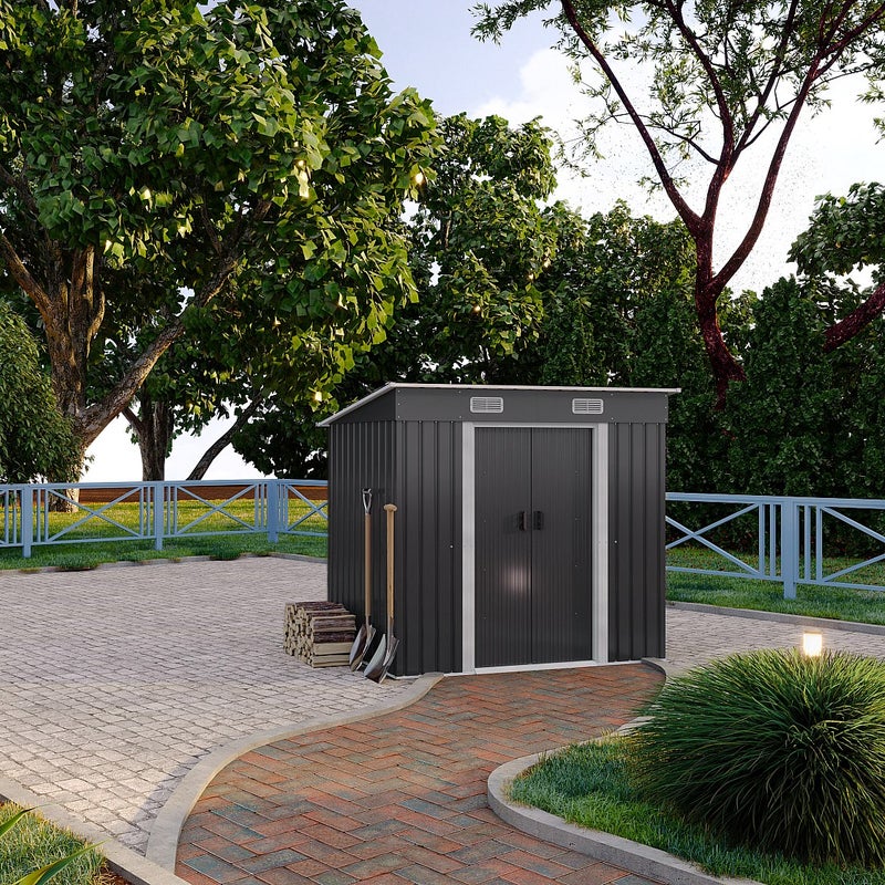 Wiata ogrodowa ze stali galwanizowanej w kolorze szarym 2,3 m² - MANSO