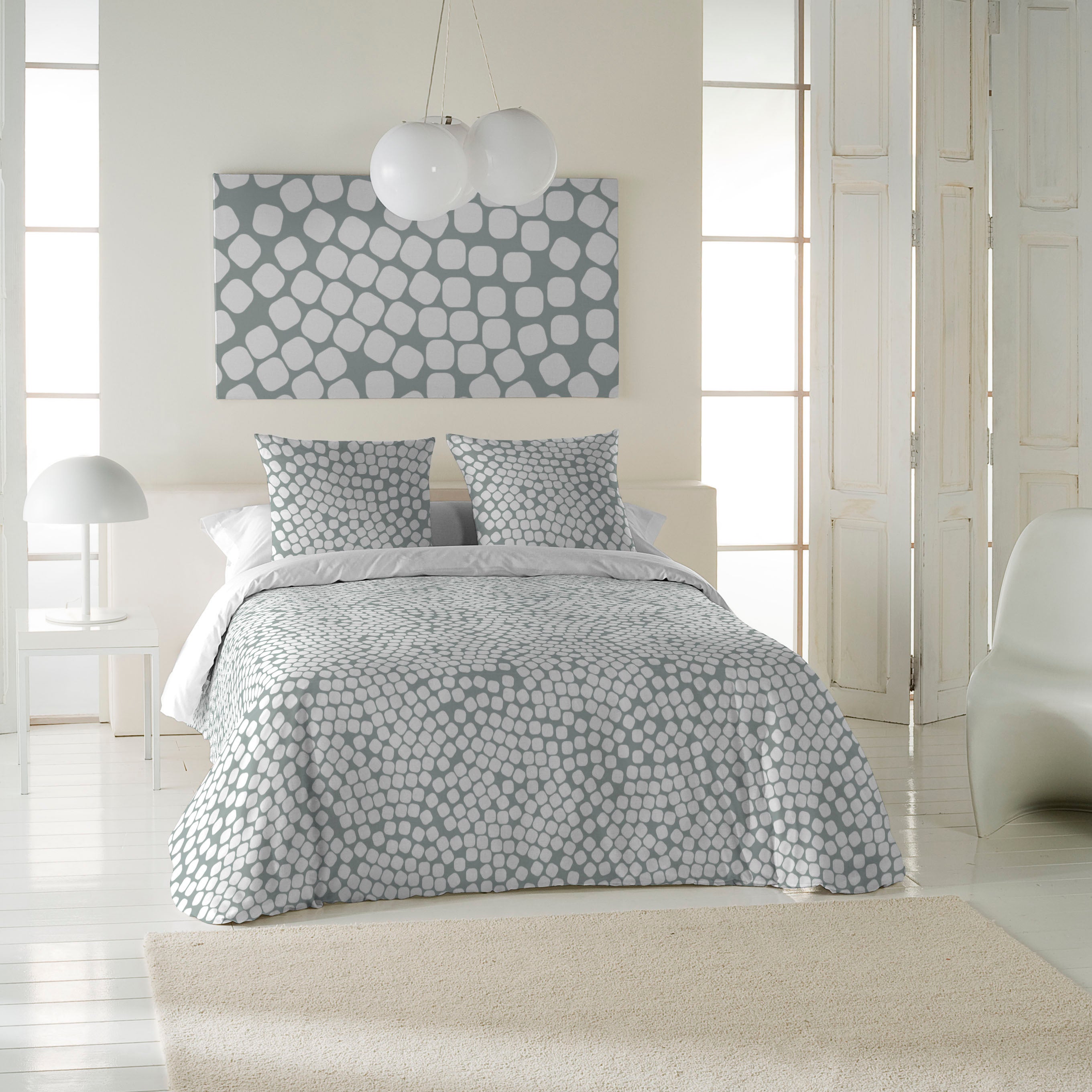 Icehome - funda nórdica estampada cama 90 - algodón extrasuave - incluye 1 o 2 fundas de almohada - pebbles