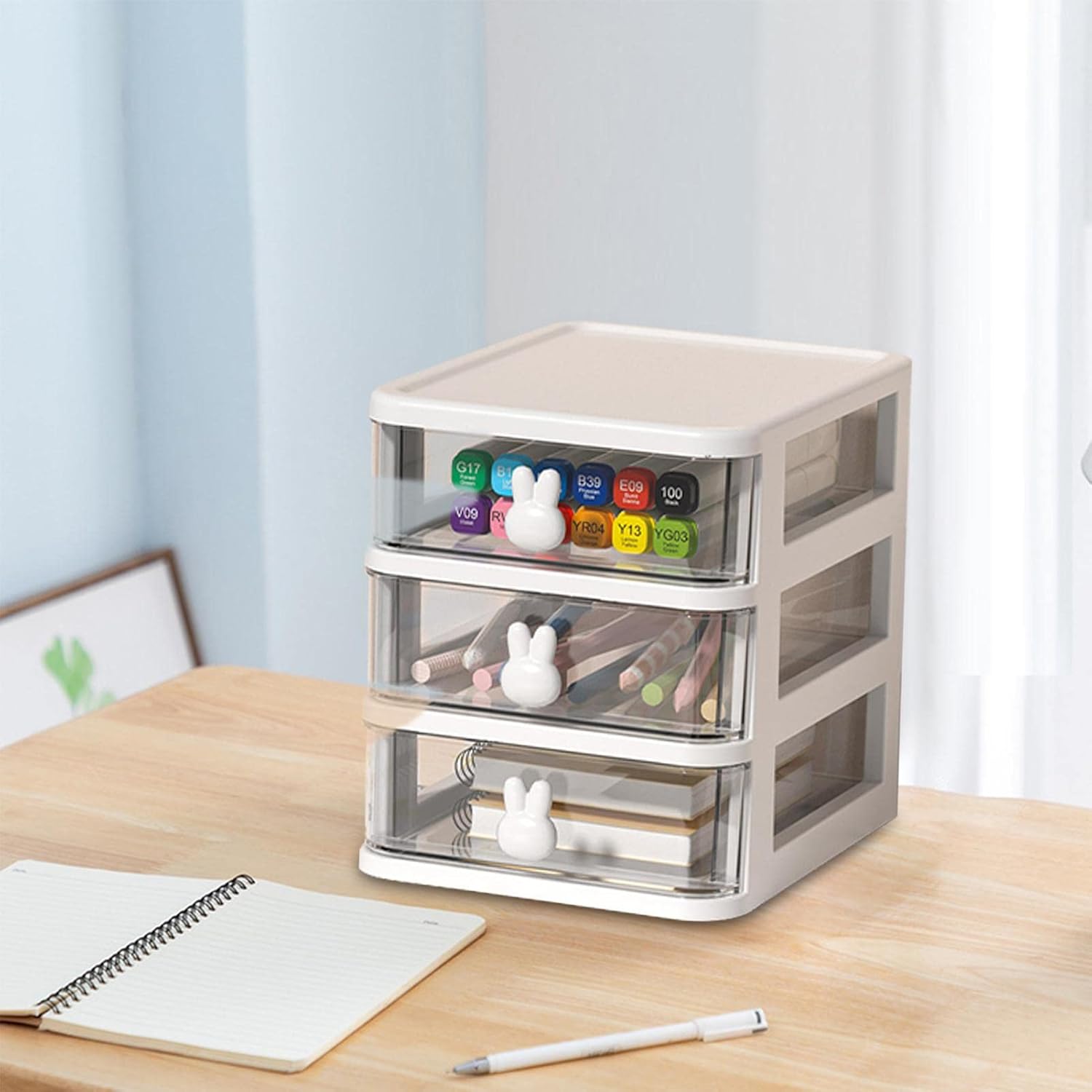 Cosmétique Organisateur Tiroirs Maquillage Tiroir Boîte Bureau Rangement Plastique avec Tiroirs Lapin Poignée Cosmétique Boîte Rangement - 3