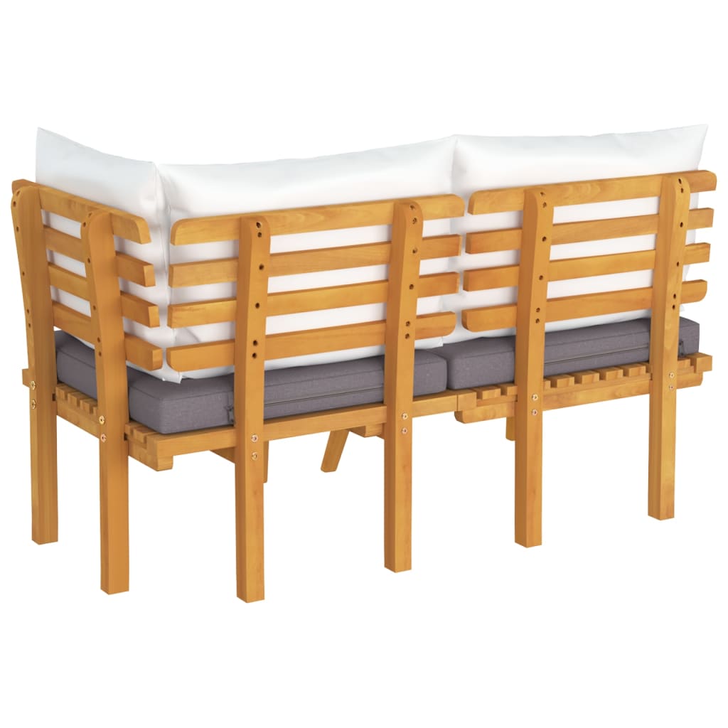 Salon bas de jardin en bois Gris 2 personnes - 5