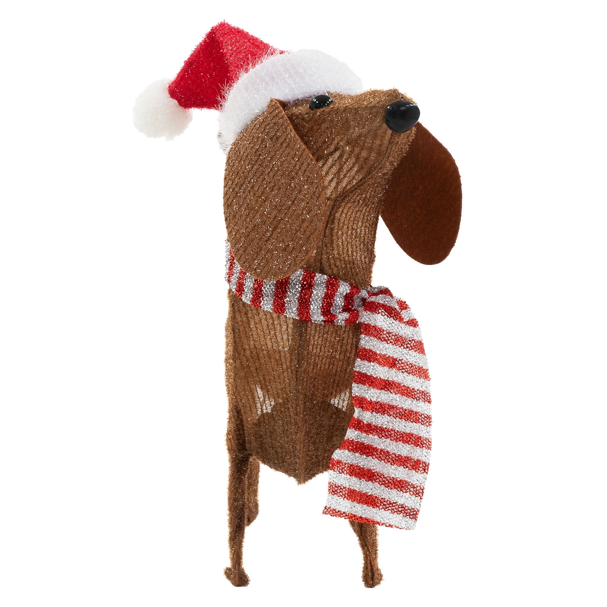 Cachorro marrom com chapéu de Natal. 40 LEDs. - 3