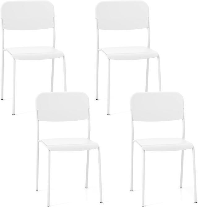 Juego de 4 Sillas de Comedor, Sillas de Cocina Apilable con Respaldo Inclinado y Patas de Metal, Sillas Comedor Pack 4 sin Brazos para Comedor