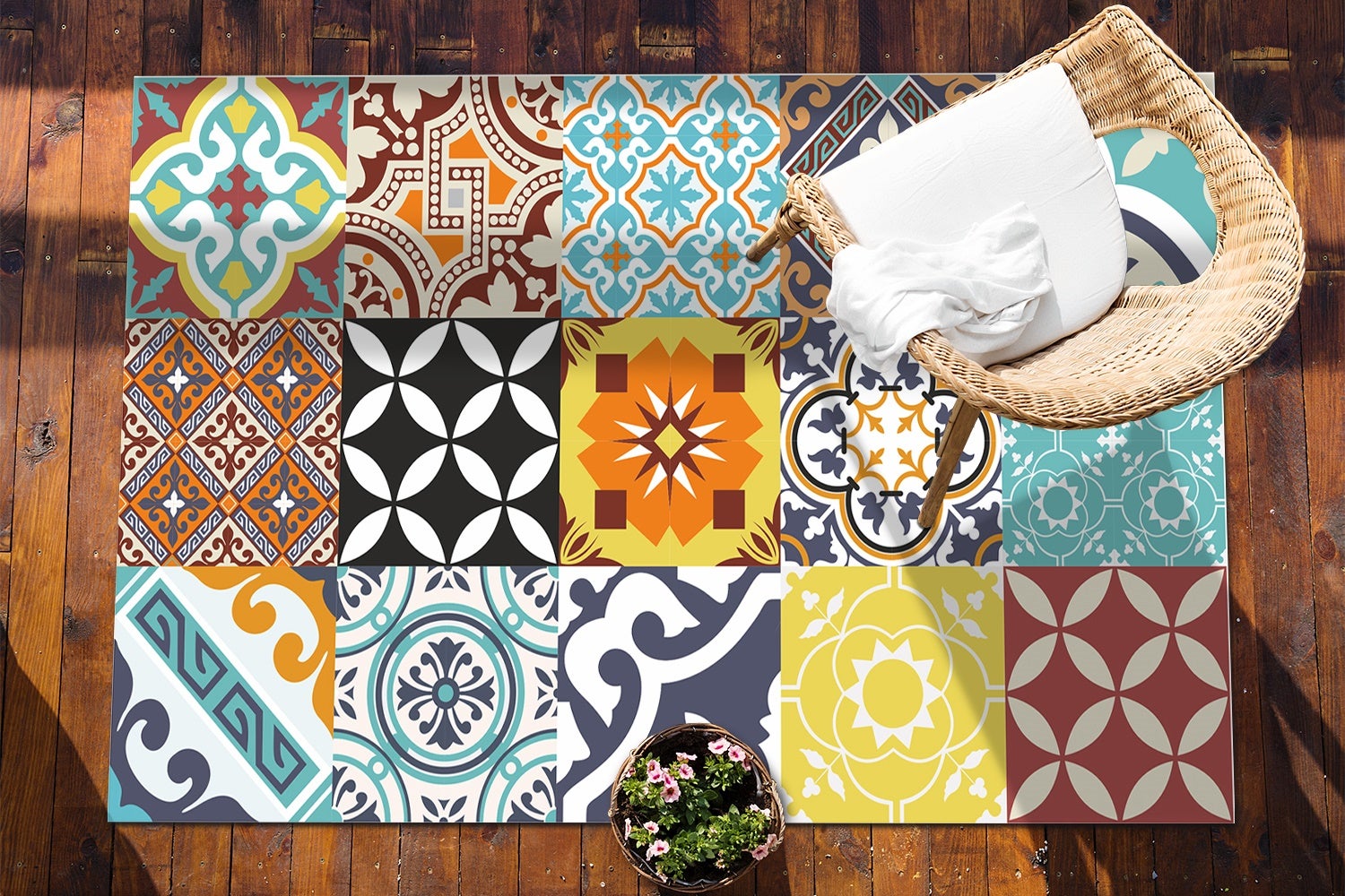 Dywan winylowy mix kolorowych wzorów artystyczny chodnik PCV dekoracyjny mały dywan 120x80 cm – Tulup - 4