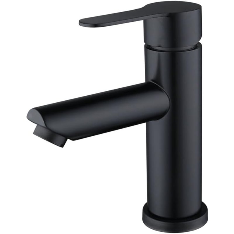 Bateria łazienkowa - wylot wody ciepłej i zimnej, z elastycznym wężem 60 cm - przeznaczona do łazienek, umywalek itp. - 1 szt., czarna