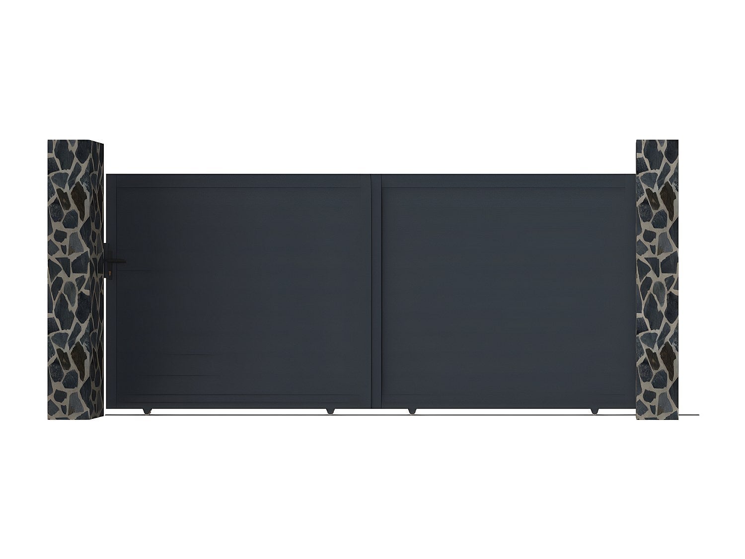 Portail coulissant aluminium plein L416 x H180 cm anthracite - NAZARIO - 2