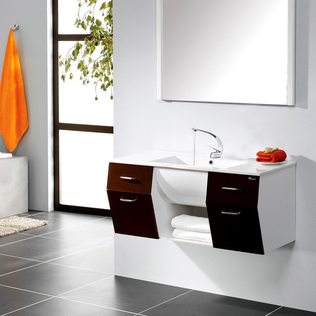 Mitigeur Lavabo en Laiton Design Moderne Monotrou avec Mousseur Démontable Cartouche Céramique Robinet pour Lavabo Vasque Salle de Bain - 5