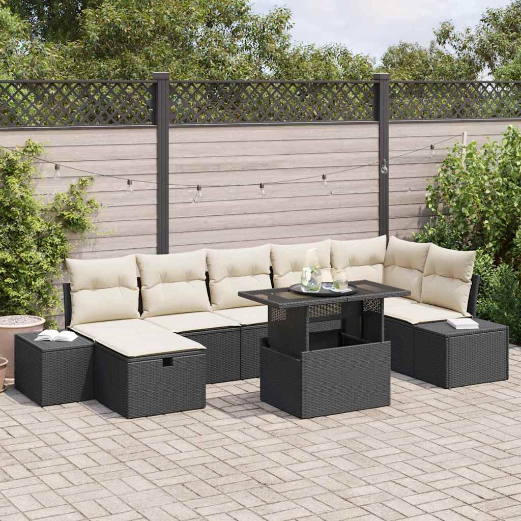 Zestaw Sof na Ogród 8 pcs Czarny polirattan vidaXL